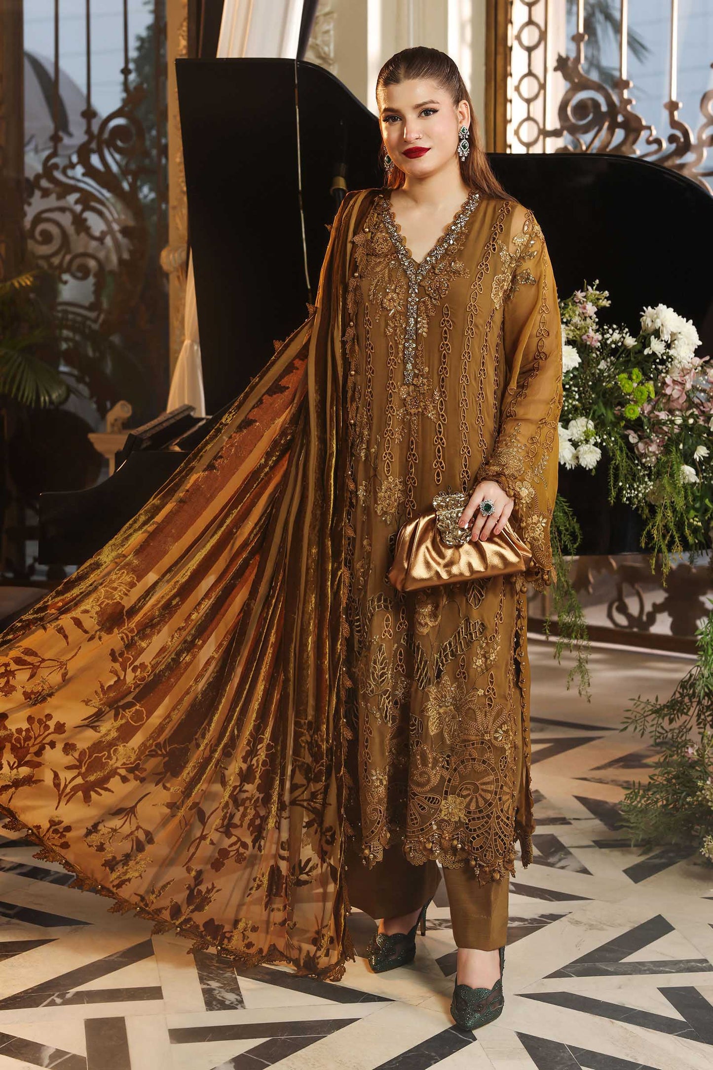 Maria.B 3-Piece Embroidered Chiffon Unstitched Suit (MPC-07-06)