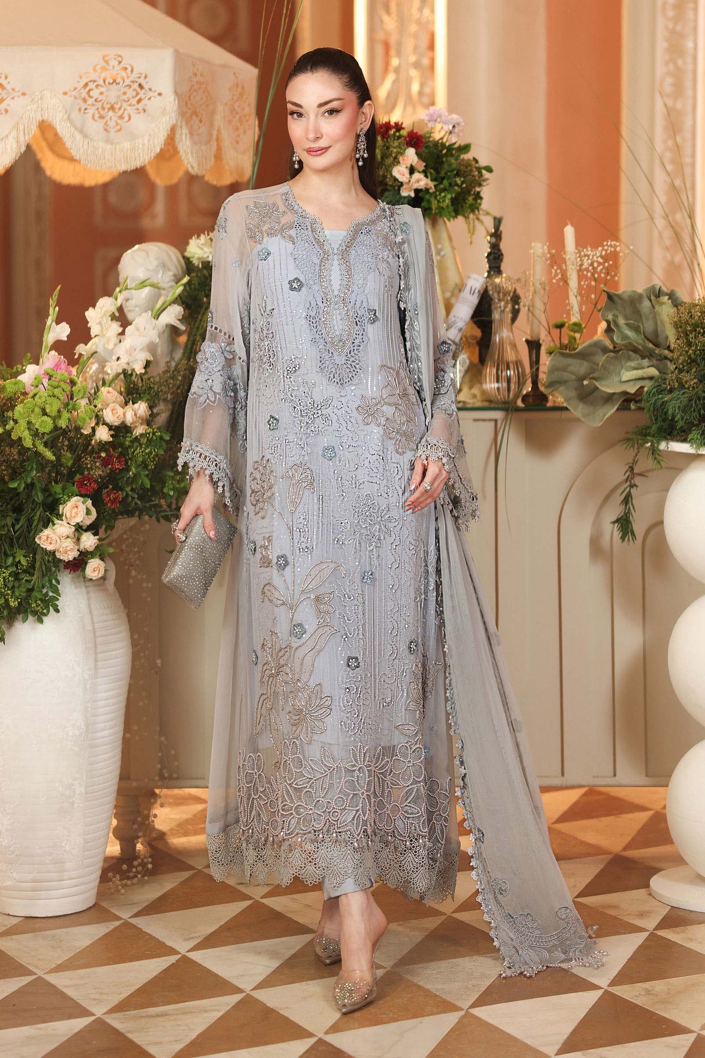 Maria.B 3-Piece Embroidered Chiffon Unstitched Suit (MPC-07-03)