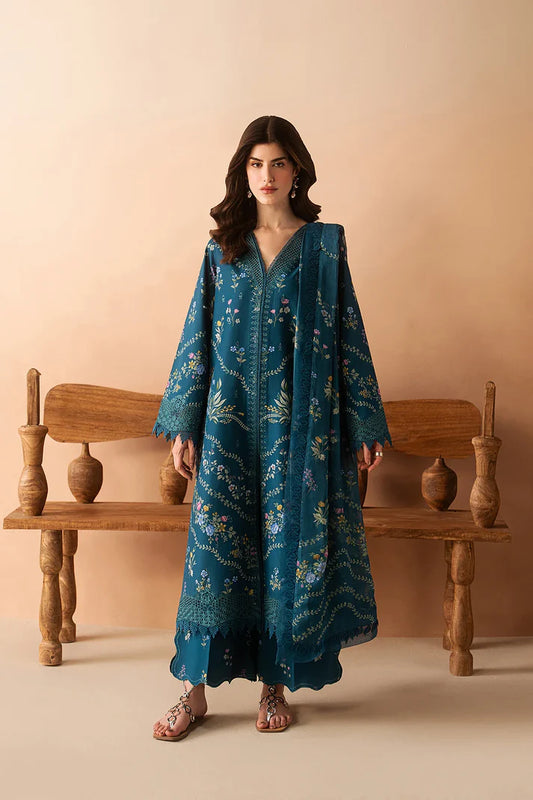Afrozeh Haze A-Prints Printed Lawn Unstitched 3 Piece Suit (Luem Teal)