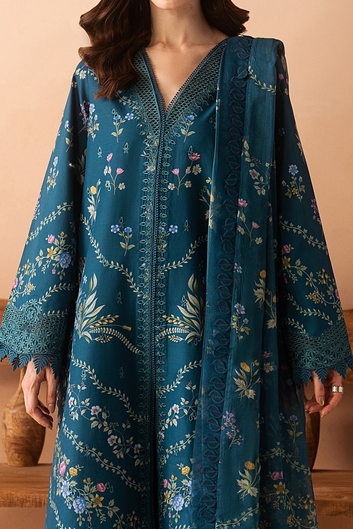 Afrozeh Haze A-Prints Printed Lawn Stitched 3 Piece Suit (Luem Teal)