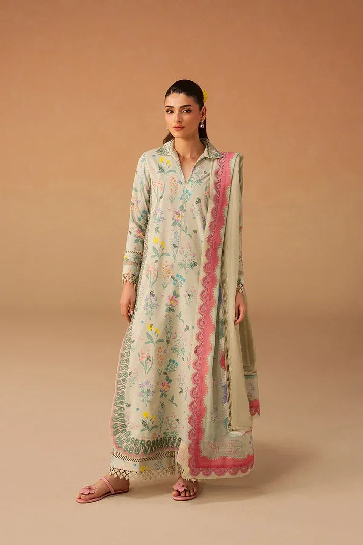 Afrozeh Haze A-Prints Printed Lawn Unstitched 3 Piece Suit (Sunlaced Green)