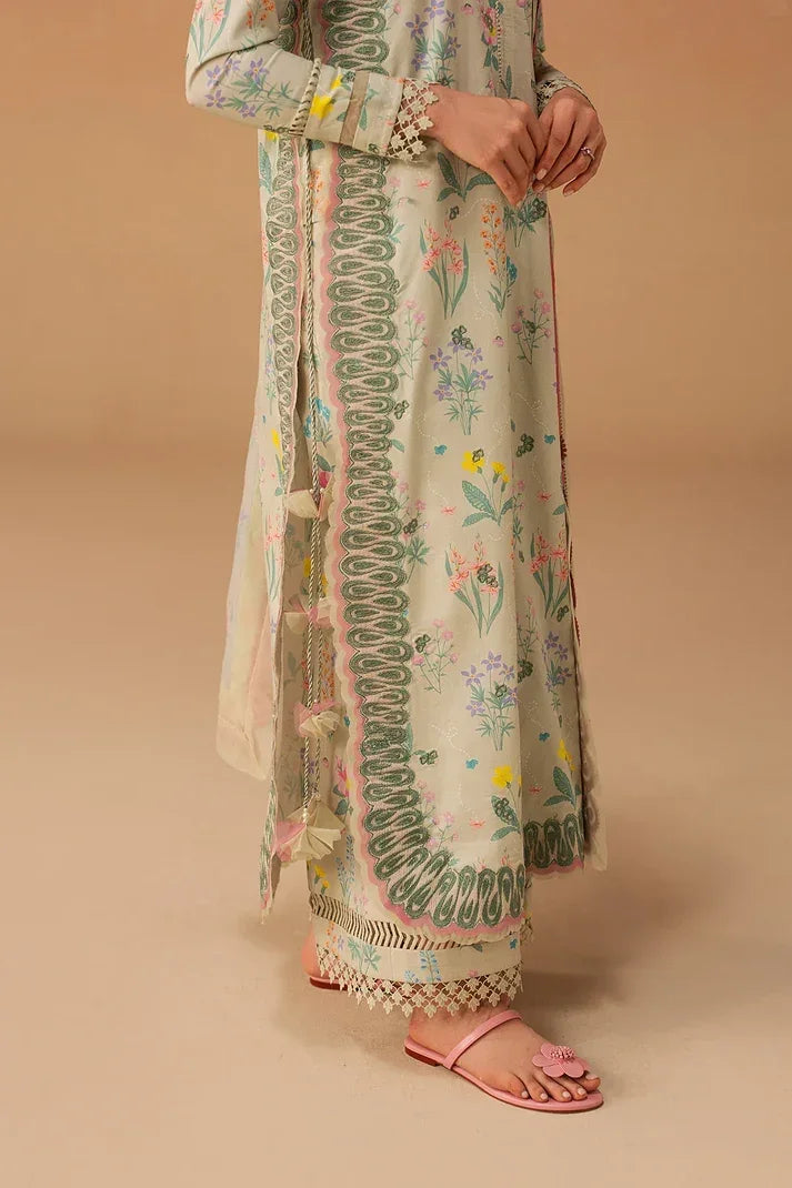 Afrozeh Haze A-Prints Printed Lawn Unstitched 3 Piece Suit (Sunlaced Green)