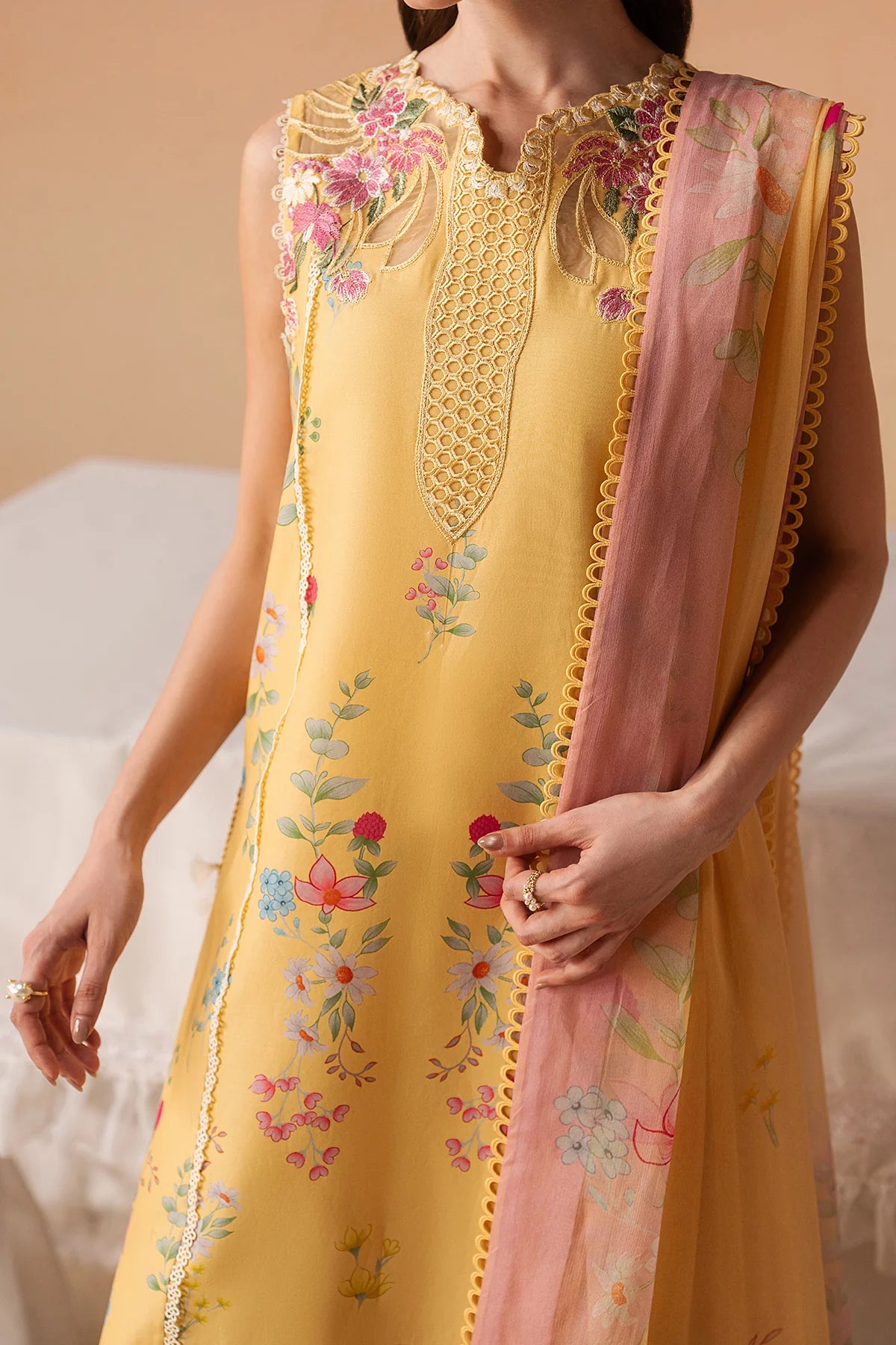 Afrozeh Haze A-Prints Printed Lawn Stitched 3 Piece Suit (Evania Yellow)
