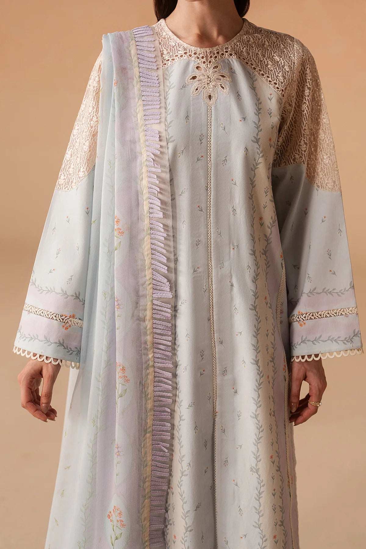Afrozeh Haze A-Prints Printed Lawn Stitched 3 Piece Suit (Sunnival Blue)