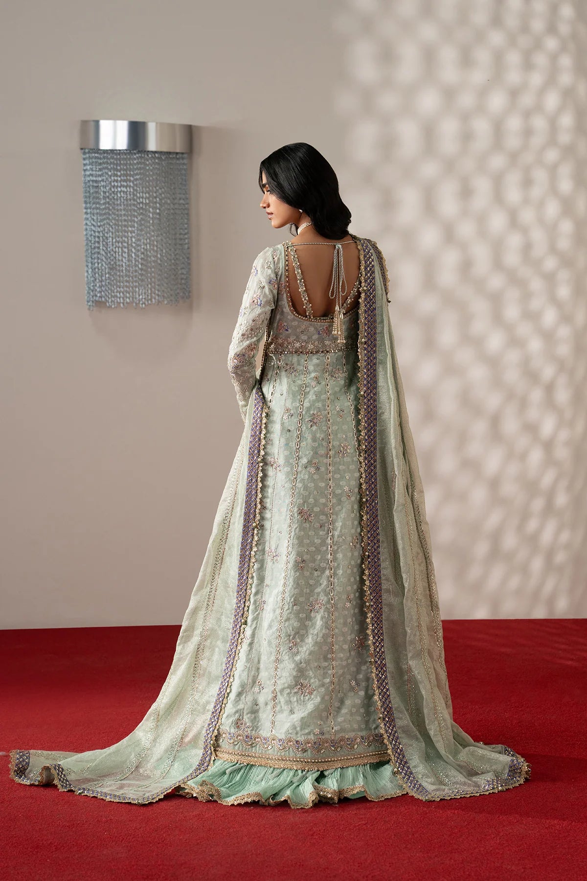Afrozeh Aure Unstitched 3 Piece Embroidered Cotton Jacquard Suit with Raw Silk Sharara (Marais)