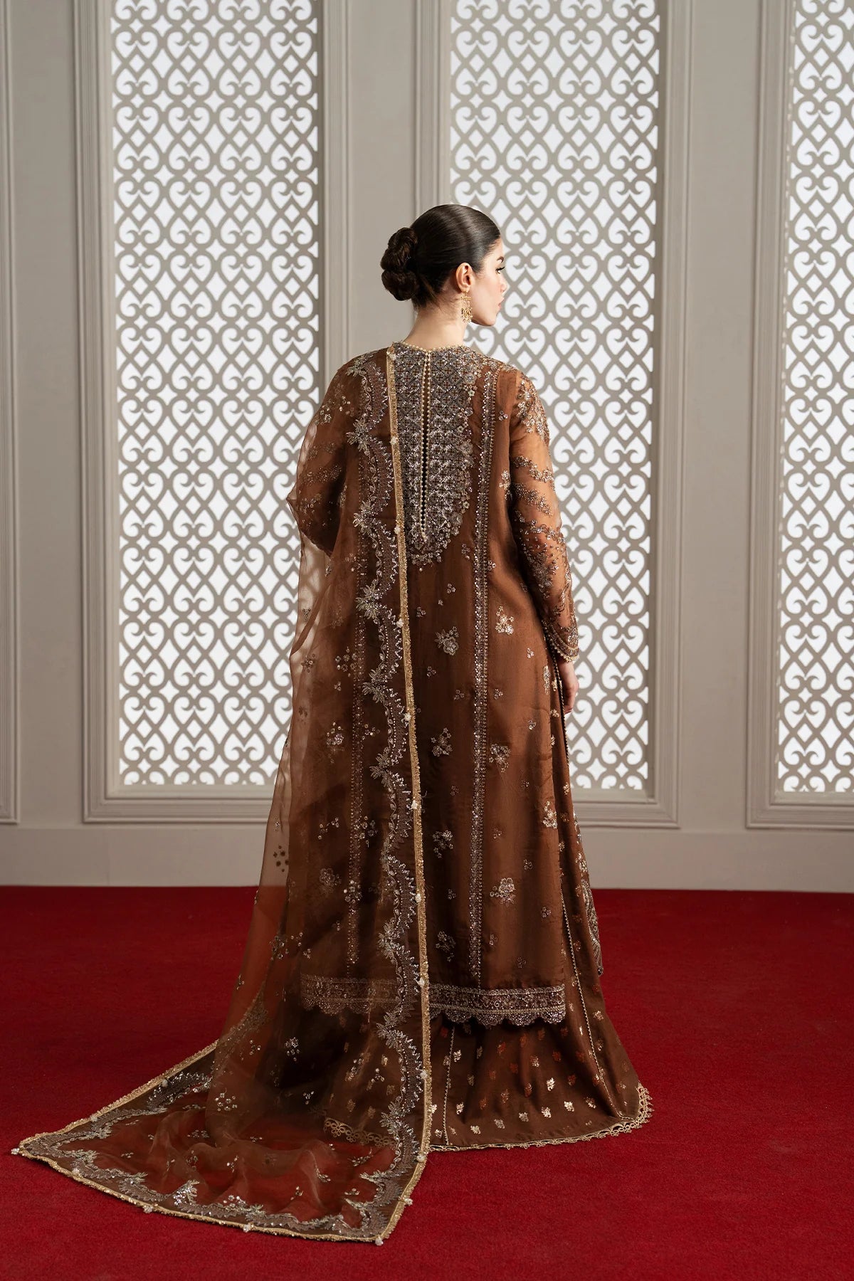 Afrozeh Aure Unstitched 3 Piece Embroidered Organza Suit with Cotton Jacquard Lehnga (Isadora)