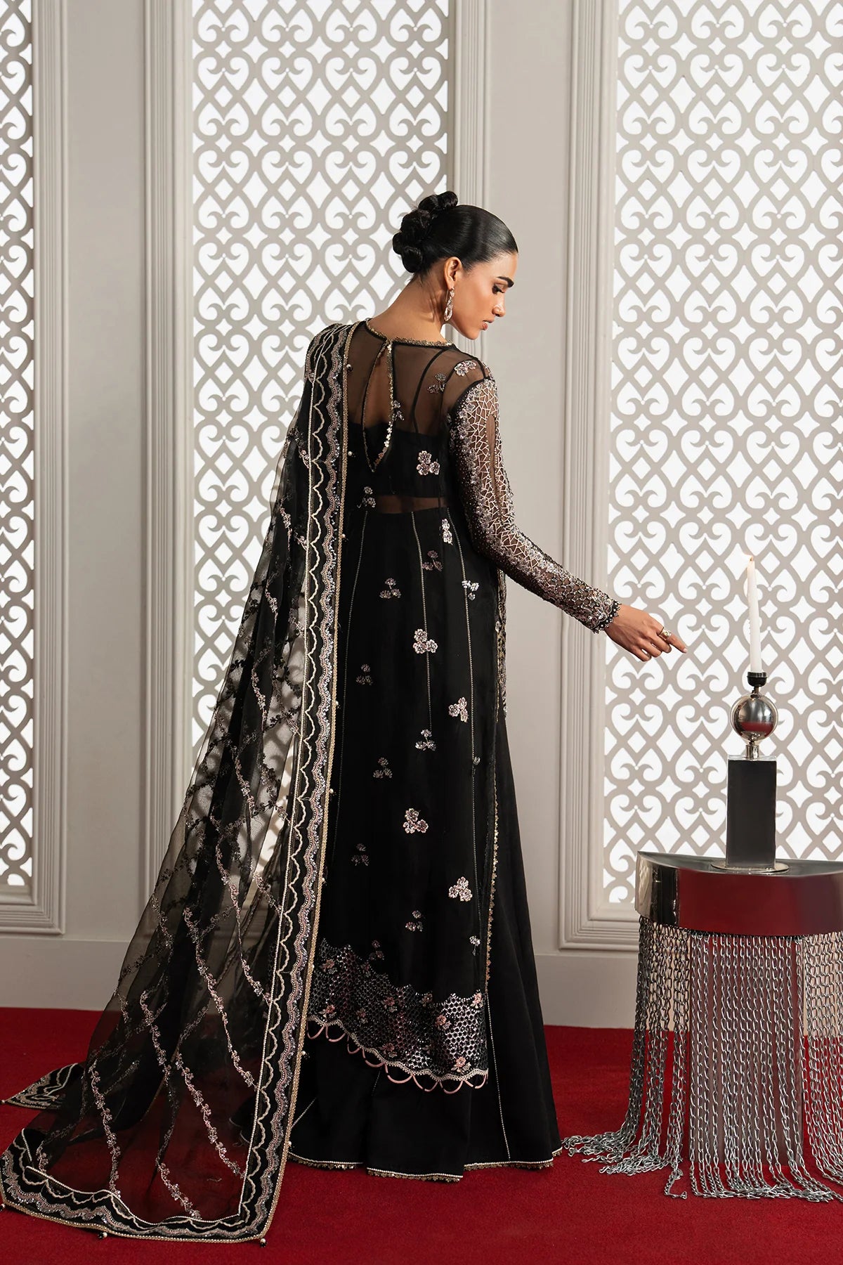 Afrozeh Aure Unstitched 3 Piece Embroidered Organza Suit with Raw Silk Sharara (Magnifique)