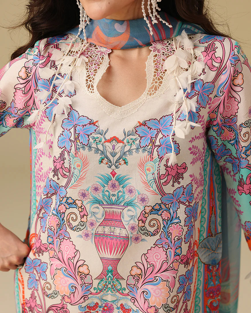 Mushq Soleil 3 Piece stitched Lawn Suit (Eden Whisper)