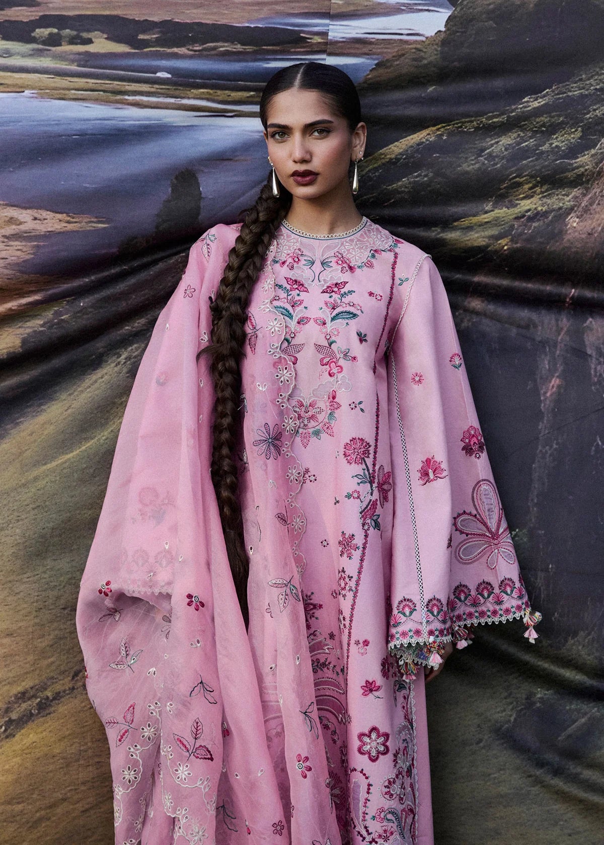 Hussain Rehar by Zun - Embroidered Lawn 3 Piece Unstitched Suit – Lavender (Elfa)