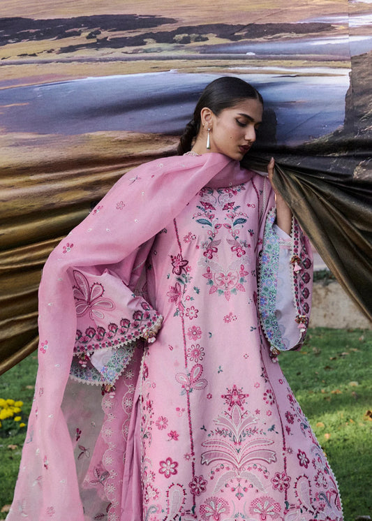 Hussain Rehar by Zun - Embroidered Lawn 3 Piece Unstitched Suit – Lavender (Elfa)