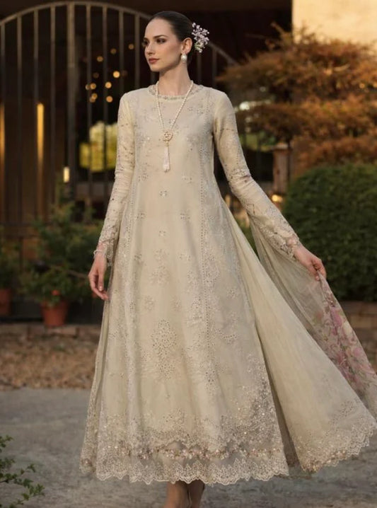 NOOR Luxury Lawn 3PC – Eid Special Handwork Schiffli Laserkari Suit (Unstitched)D2B-Aloura