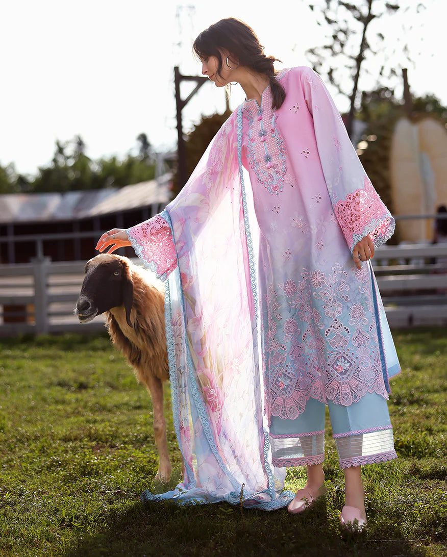 Mushq Solace Ombre Luxury Lawn 3 Piece Unstitched Suit (Faint Blossom)