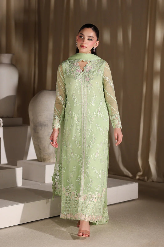 Azure Luxe Embroidered 3 Piece Unstitched Suit (Fairy Fern)
