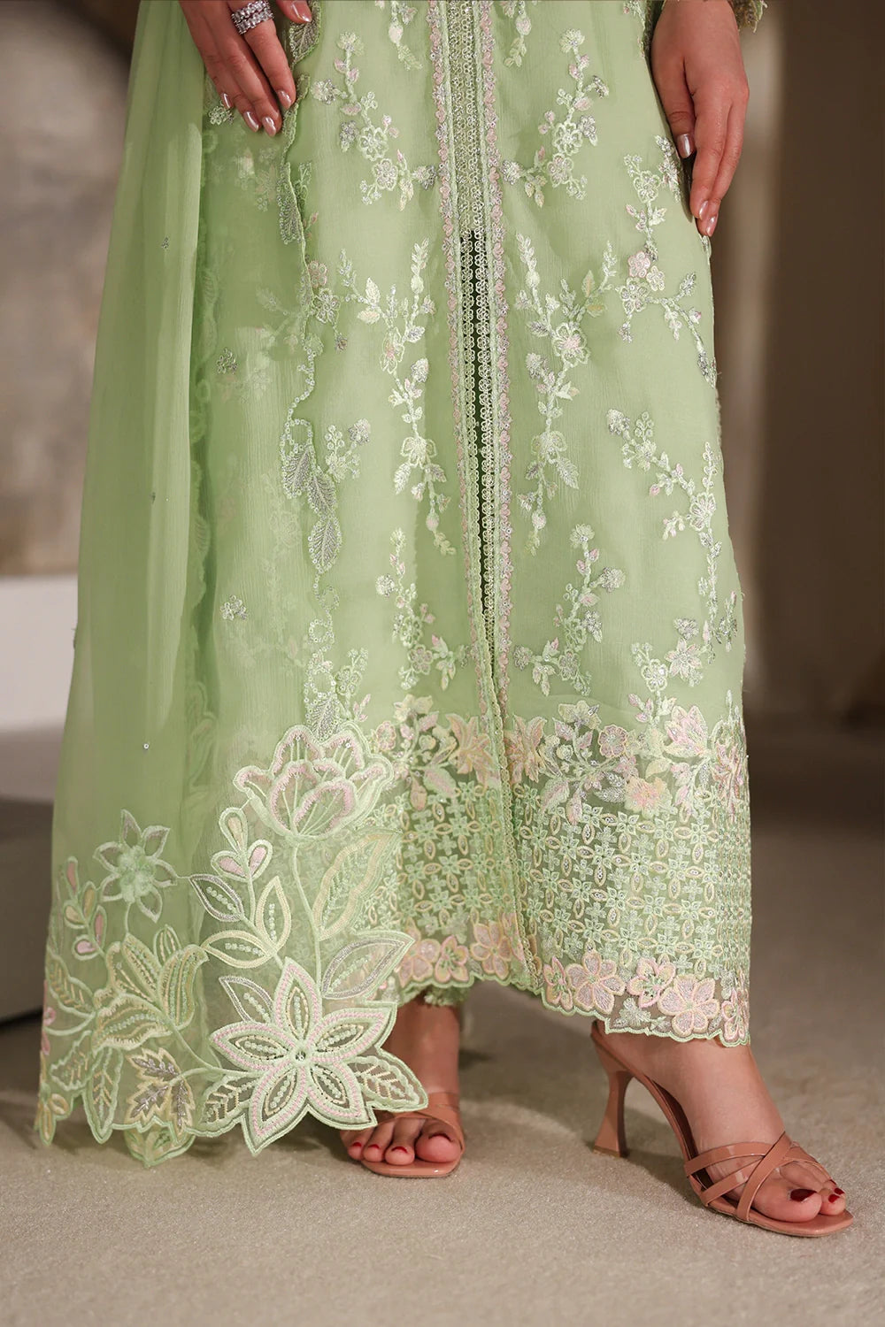 Azure Luxe Embroidered 3 Piece Unstitched Suit (Fairy Fern)