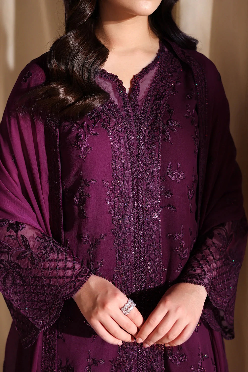 Azure Luxe Embroidered 3 Piece Unstitched Suit (Garnelle)