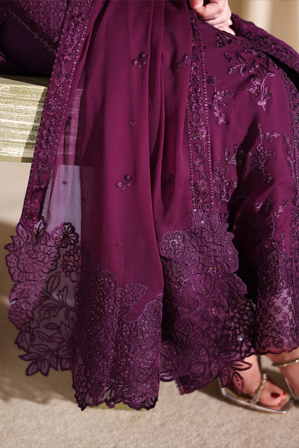 Azure Luxe Embroidered 3 Piece Unstitched Suit (Garnelle)