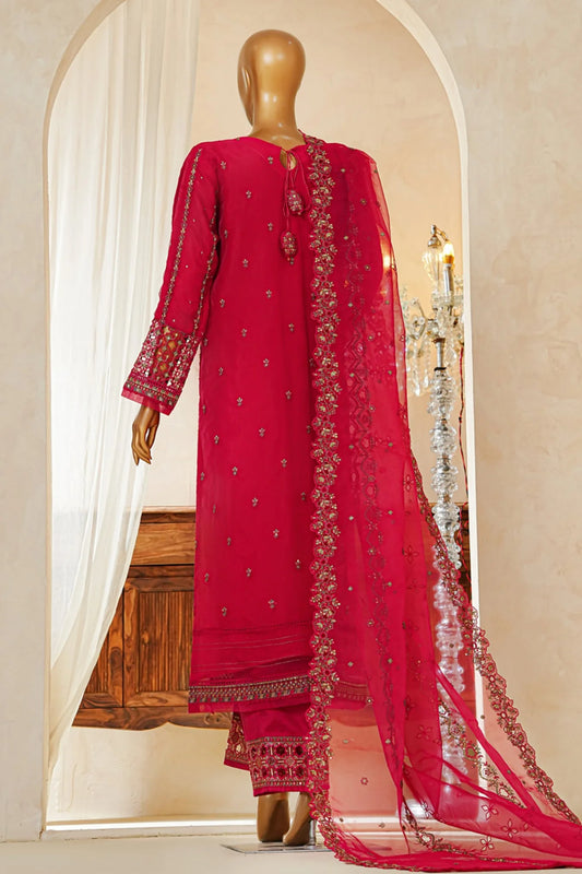 Shaadmaani By HZ 3 Piece Luxury Embroidered Formal Suit Shocking Pink (HZK-215)