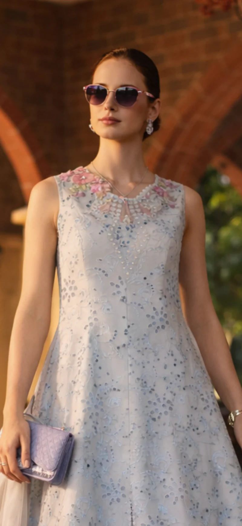 NOOR Luxury Lawn 3PC – Eid Special Handwork Schiffli Laserkari Suit (Unstitched) D10B-Roselle