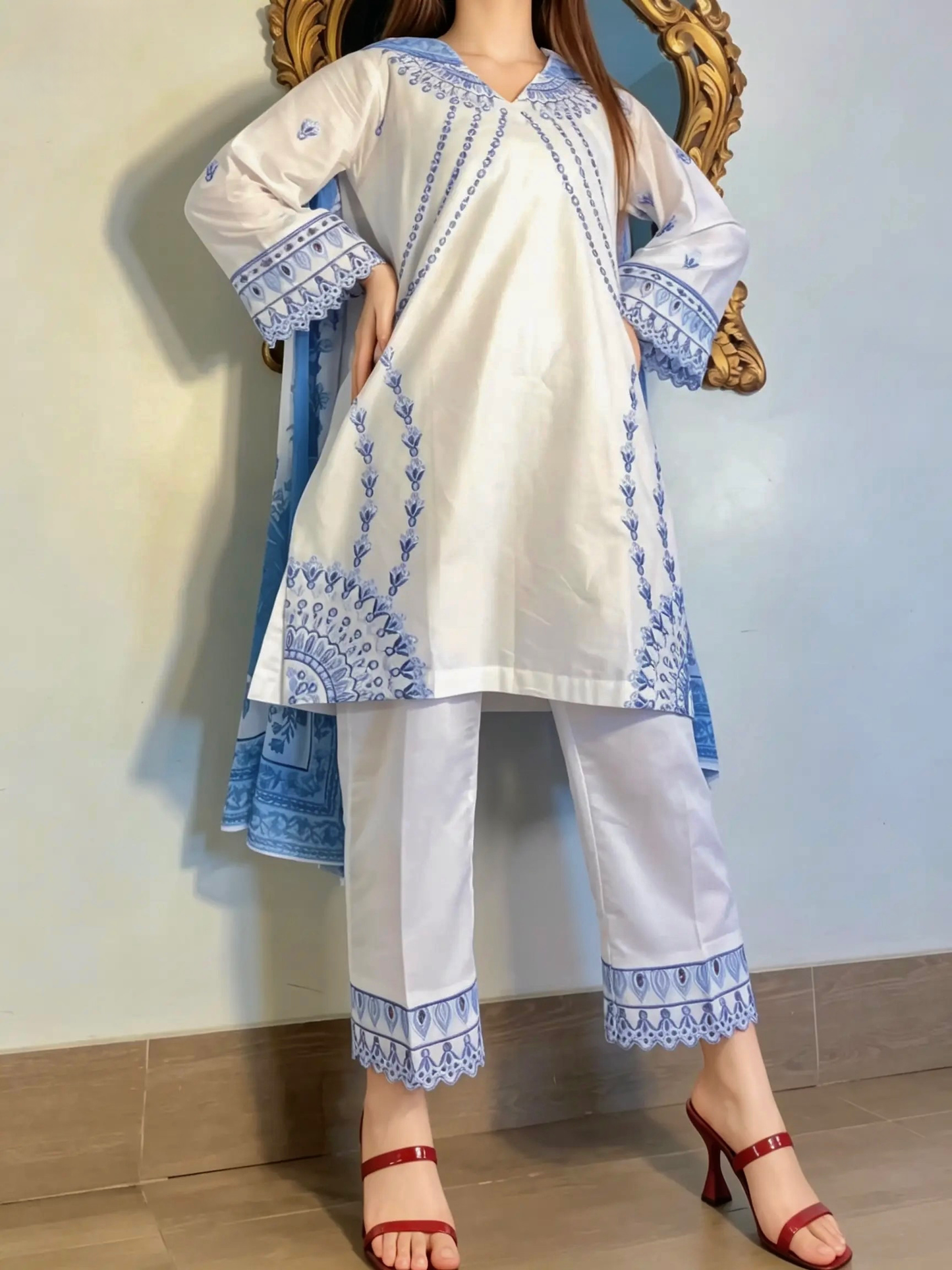 Amna Khurram Embroidered Lawn Cotton Stitched 3 Piece Suit