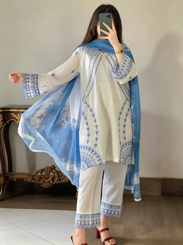 Amna Khurram Embroidered Lawn Cotton Stitched 3 Piece Suit