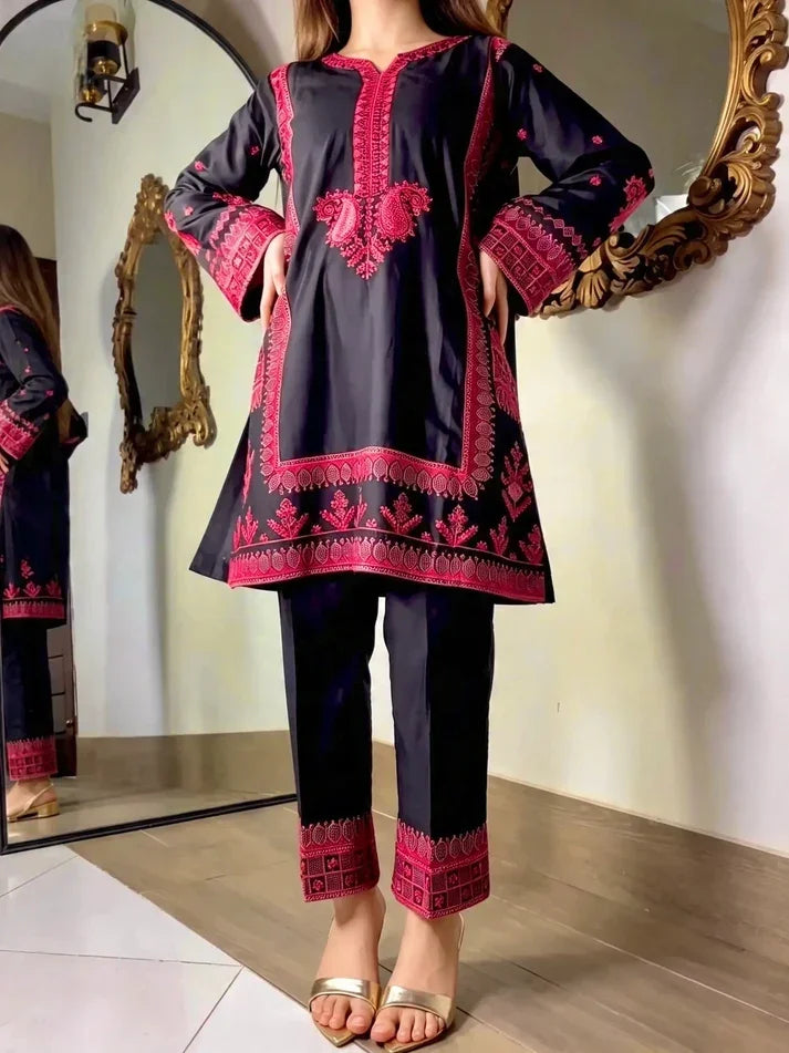Amna Khurram Embroidered Lawn Cotton Stitched 3 Piece Suit (02)