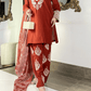 Amna khurram - Rust Red Embroidered Lawn Stitched 3 Piece Suit