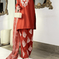 Amna khurram - Rust Red Embroidered Lawn Stitched 3 Piece Suit