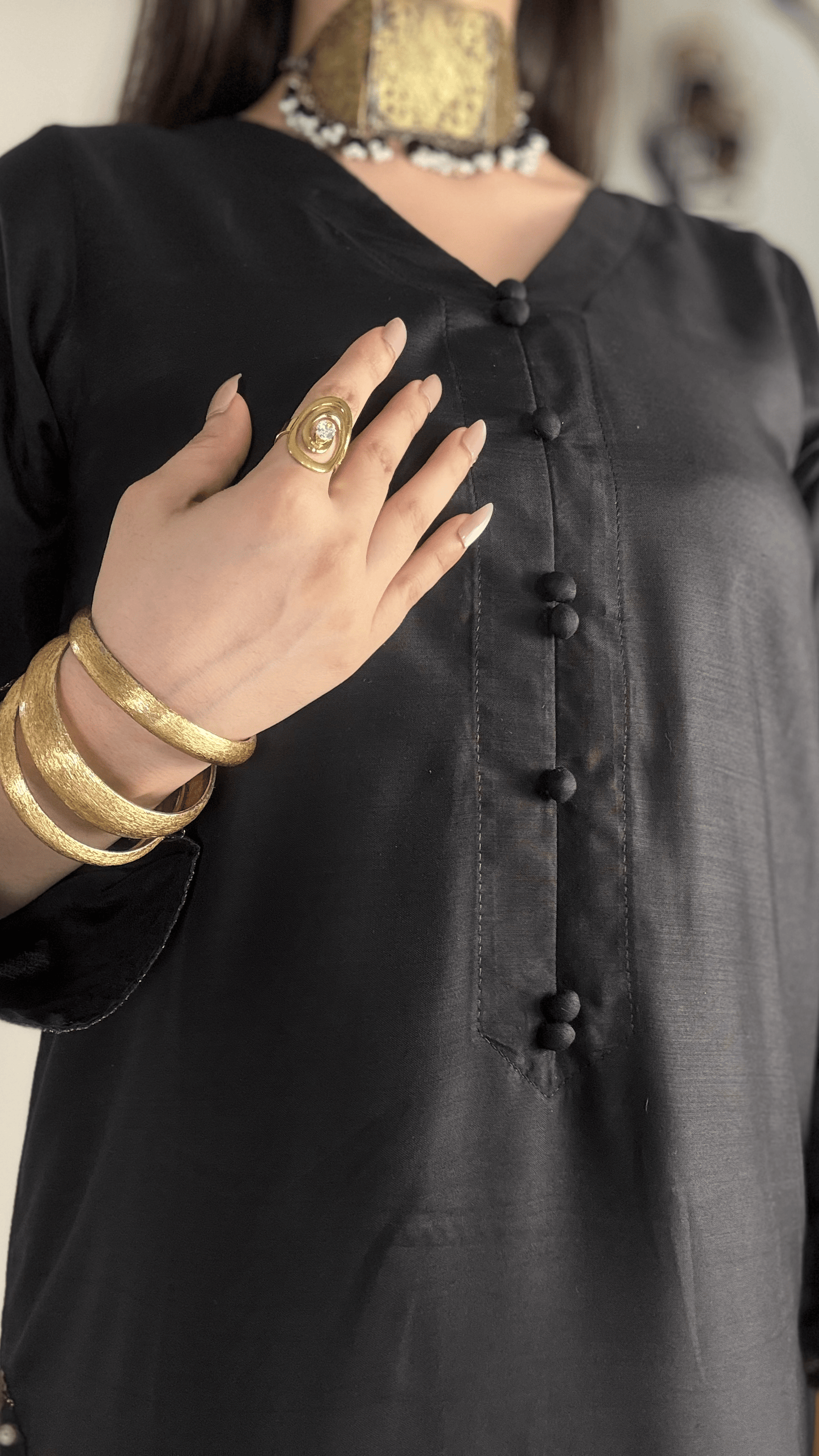 Amna Khurram - Midnight Elegance Black Embroidered Viscose Stitched 3 Piece Suit