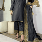 Amna Khurram - Midnight Elegance Black Embroidered Viscose Stitched 3 Piece Suit