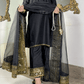 Amna Khurram - Midnight Elegance Black Embroidered Viscose Stitched 3 Piece Suit