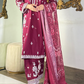 Amna khurram - Maroon Embroidered Stitched 3 Piece Suit