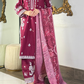Amna khurram - Maroon Embroidered Stitched 3 Piece Suit