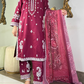 Amna khurram - Maroon Embroidered Stitched 3 Piece Suit