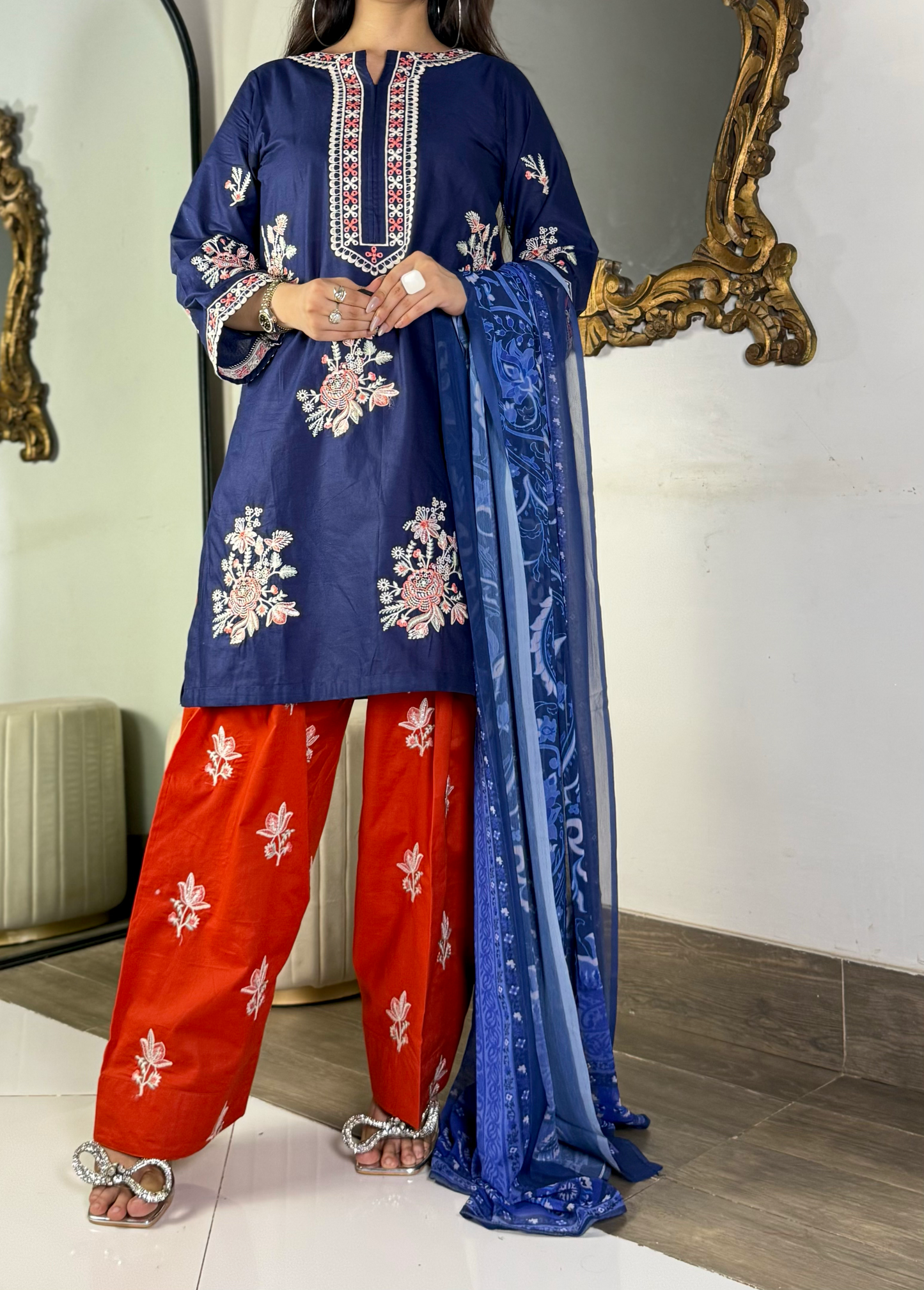 Amna Khurram Embroidered Lawn Stitched 3 Piece Suit