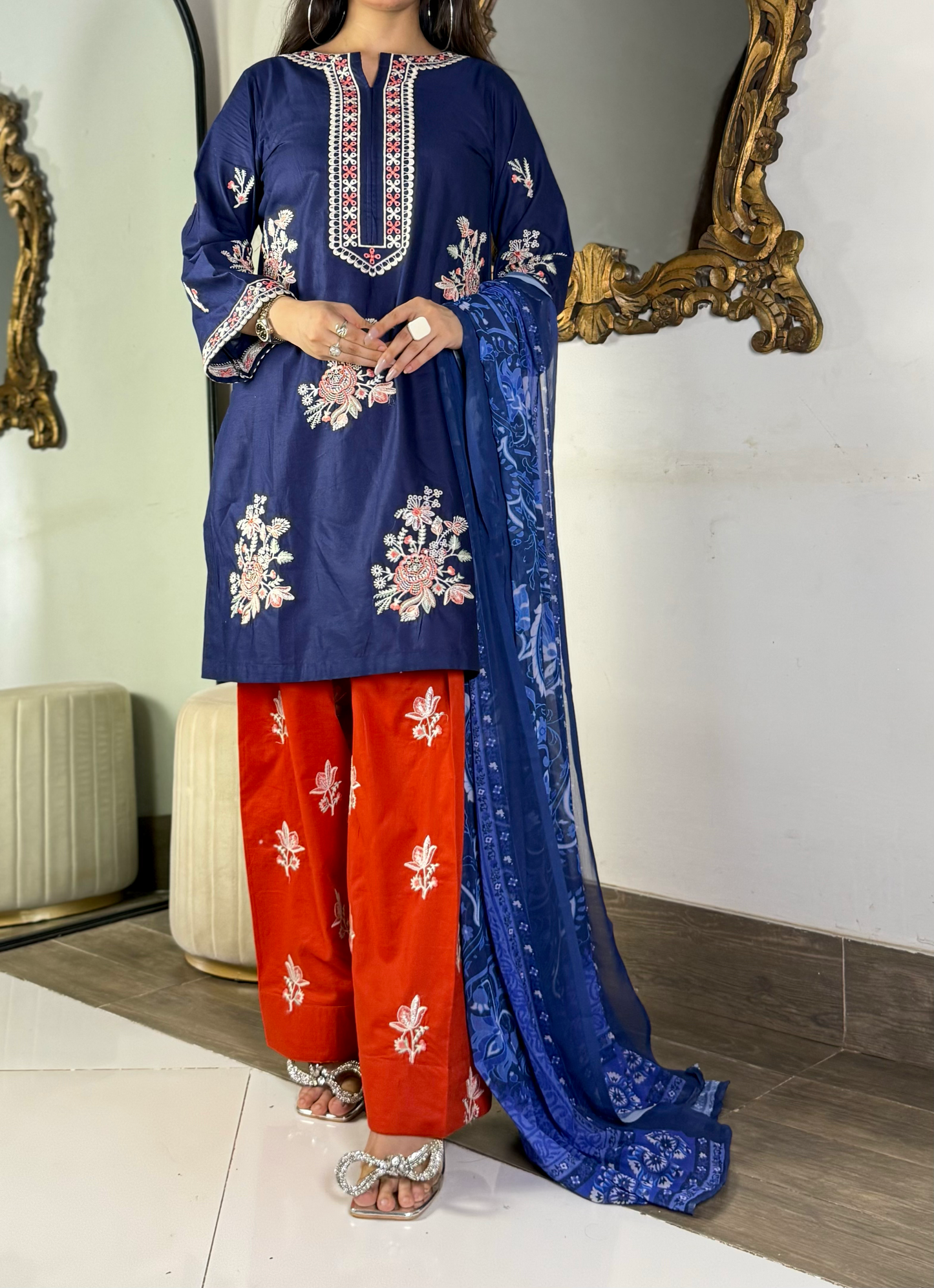 Amna Khurram Embroidered Lawn Stitched 3 Piece Suit