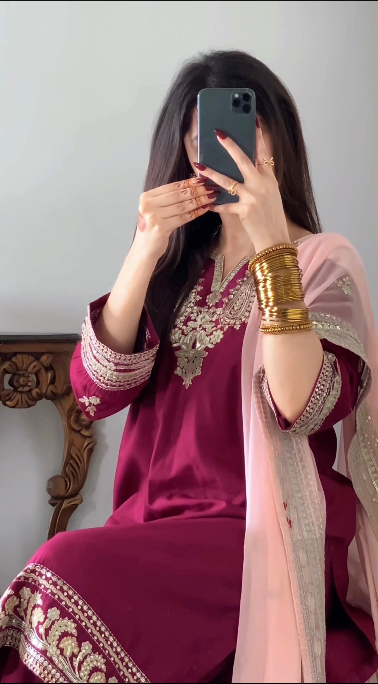 Amna Khurram Formal Collection – Viscose 3 Piece Suit with Embroidered Chiffon Dupatta