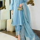 Amna Khurram Embroidered Lawn Stitched 3 Piece Suit with Net Dupatta
