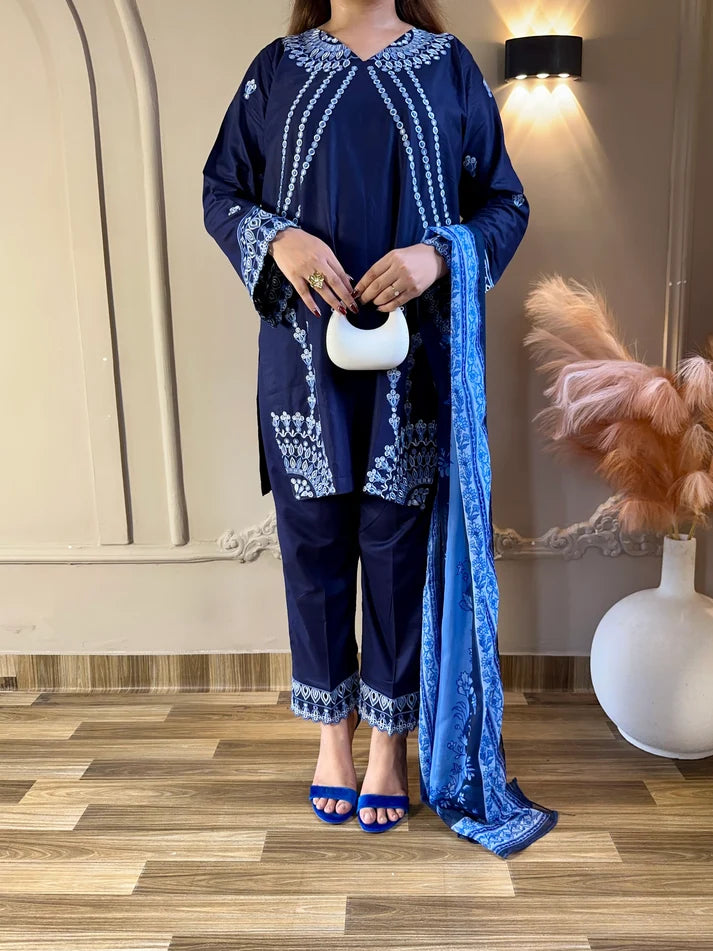 Amna Khurram Embroidered Lawn Cotton Stitched 3 Piece Suit (03)