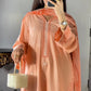 Amna khurram - Peach Embroidered Lawn Cotton Stitched 3 Piece Suit