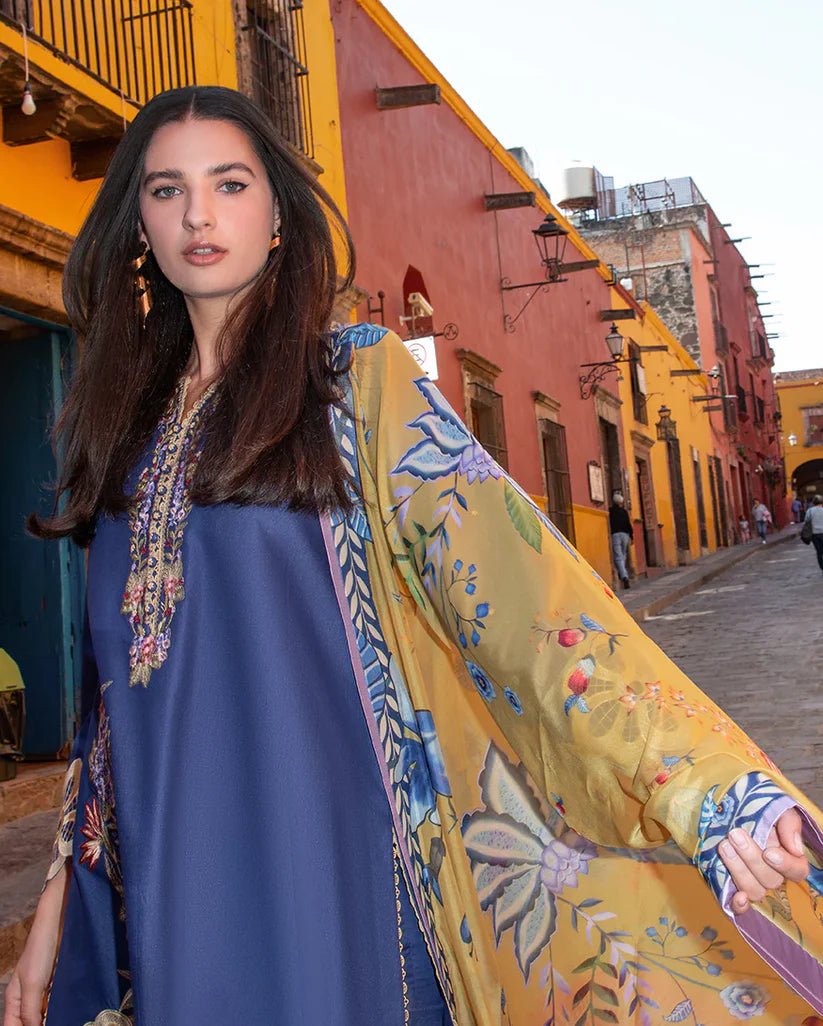 Hemline By Mushq - Embroidered Lawn 3 Piece stitched Suit (INES)