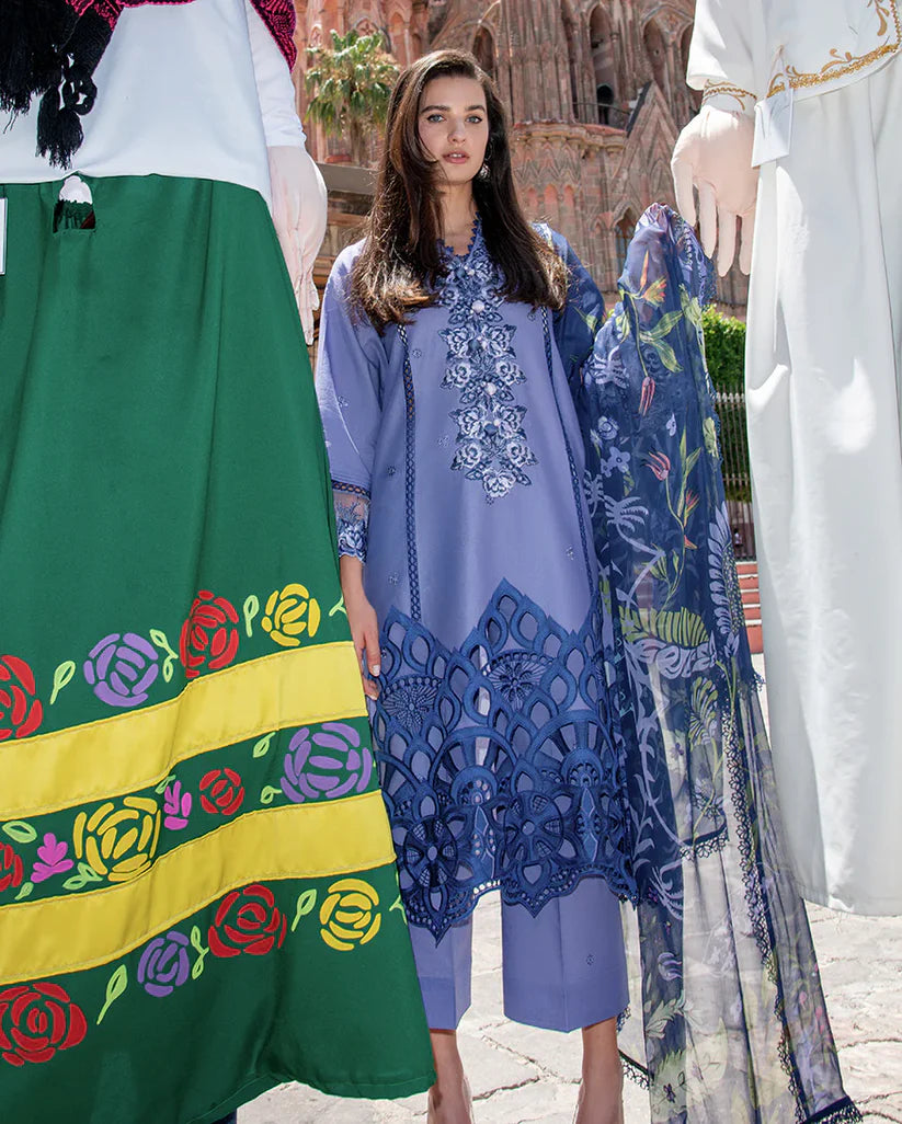 Hemline By Mushq - Embroidered Lawn 3 Piece stitched Suit (JUANA)
