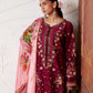 Hussain Rehar by Zun - Embroidered Lawn 3 Piece Unstitched Suit – Maroon (Kestane)
