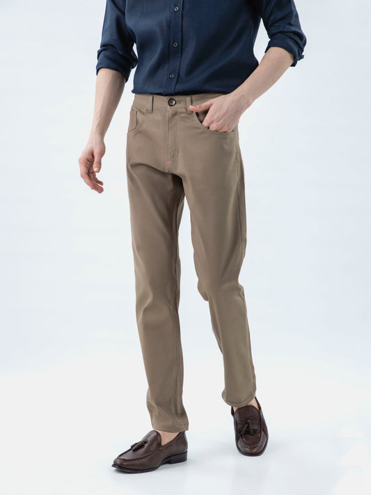 Khaki 3172 Dobby Structured Five Pocket Trouser-SS2024