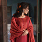 Casual Lite - 3 Piece Stitched Cotton Lawn Suit (Crimson Serenity)