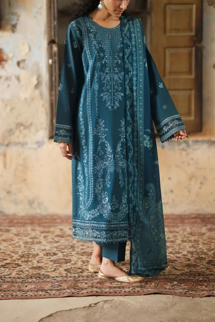 Casual Lite - 3 Piece Stitched Cotton Lawn Suit (Ocean Breeze)