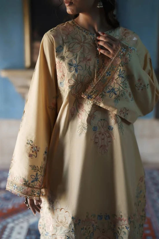 Casual Lite - 3 Piece Stitched Cotton Lawn Suit (Golden Blossom)