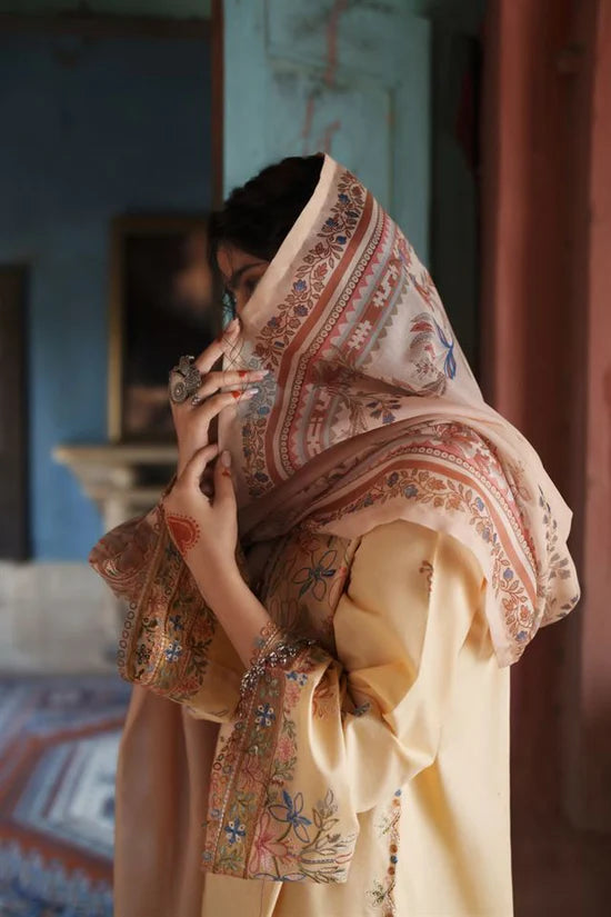Casual Lite - 3 Piece Stitched Cotton Lawn Suit (Golden Blossom)