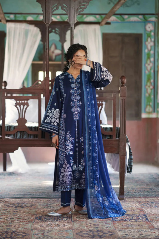 Casual Lite - 3 Piece Stitched Cotton Lawn Suit (Azure Bloom)