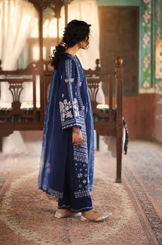 Casual Lite - 3 Piece Stitched Cotton Lawn Suit (Azure Bloom)