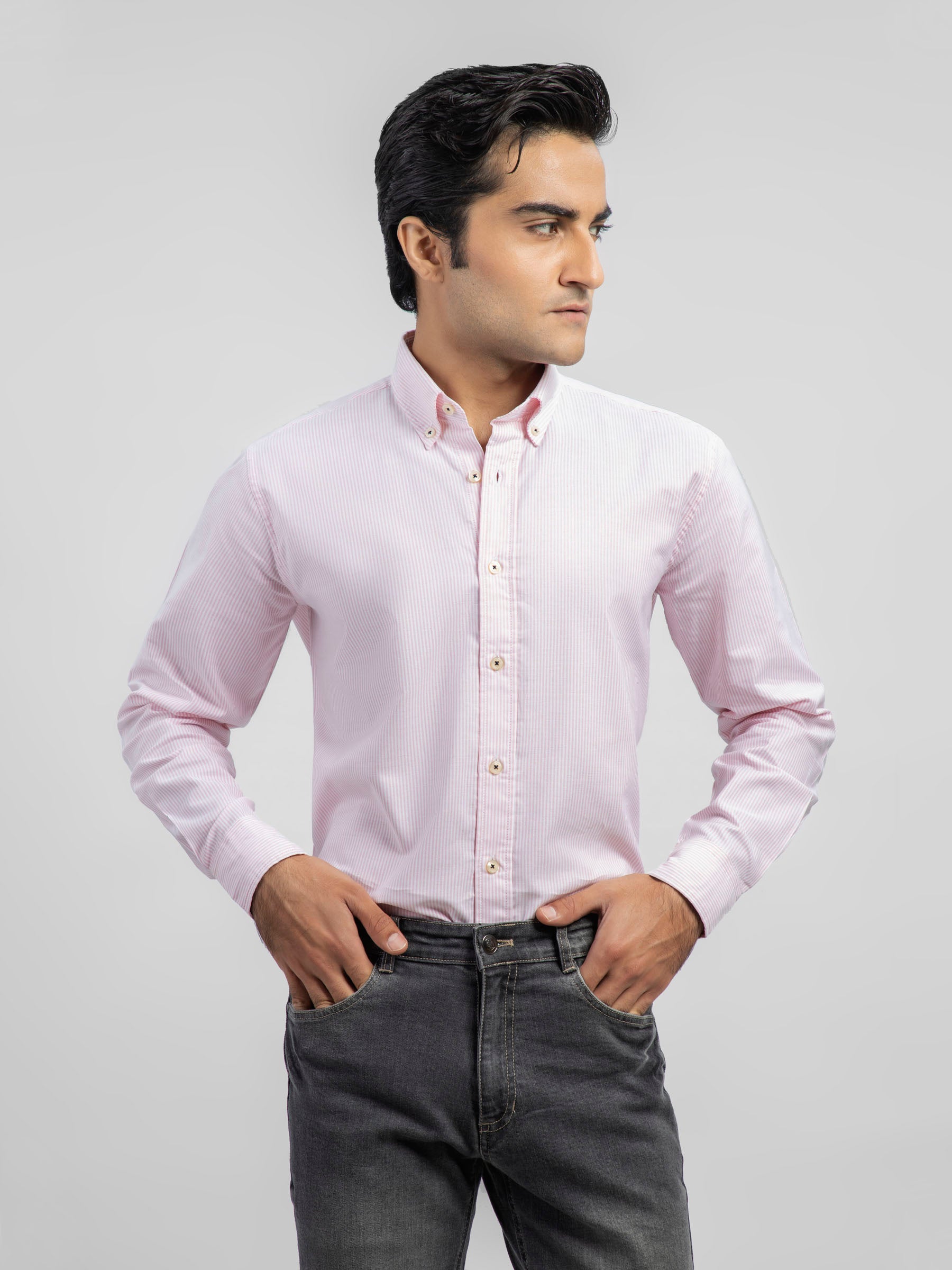 Oxford Striped 2542 Light Pink Shirt-FW2023